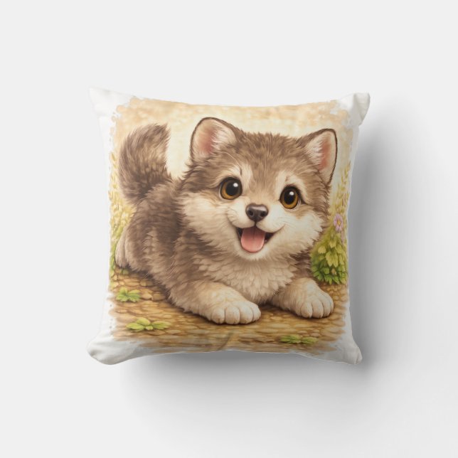Cute Fluffy Puppy Kawaii Dog Cozy Animal Gift Pill Kissen (Vorderseite)