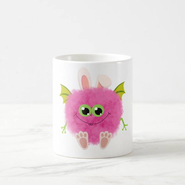Cute fluffy rabbit monster kaffeetasse (Mittel)