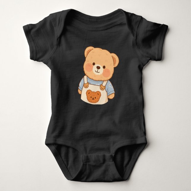Cute Fluffy Teddy Bear Sticker – Adorable Kawaii Baby Strampler (Vorderseite)