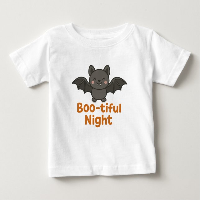 Cute Flying Bat Boo-tiful Night Halloween Design Baby T-shirt (Vorderseite)