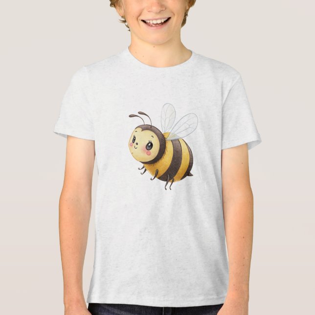 Cute Flying Bumblebee Illustration Tri-Blend Shirt (Vorderseite)