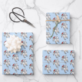Cute Flying Christmas Goat Geschenkpapier Set
