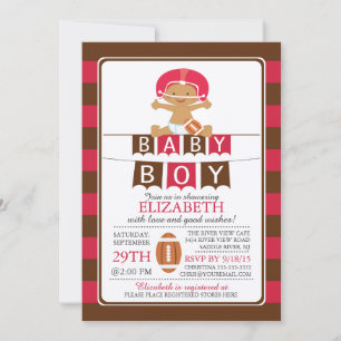 Cute Football Boys Baby Shower Invitation Einladung