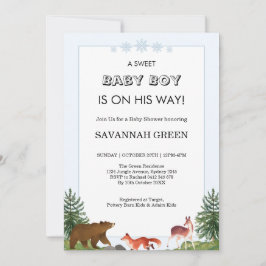 Cute Forest Animals Baby Boy Shower Design Einladung