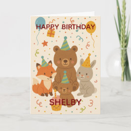 Cute Forest Animals Custom Birthday Karte