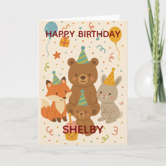 Cute Forest Animals Custom Birthday Karte