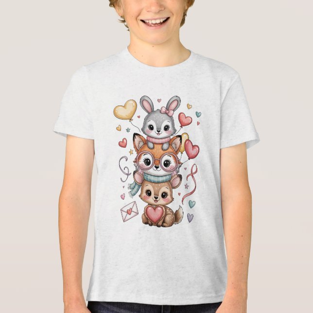 Cute forest animals for Valentine's Day Tri-Blend Shirt (Vorderseite)