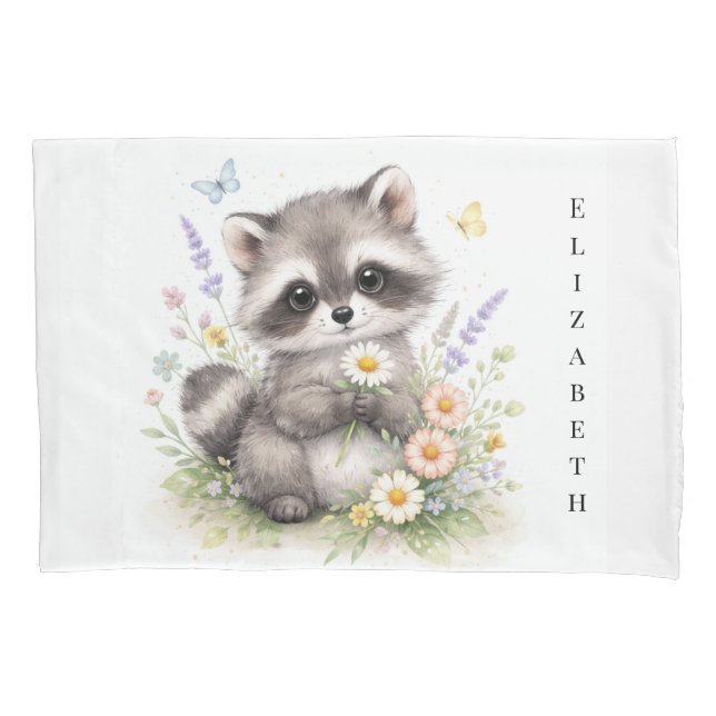 Cute Forest Baby Raccoon Baby Shower Gift Kissenbezug (Vorderseite)