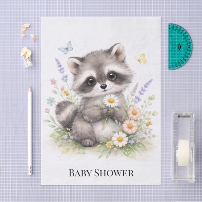 Cute Forest Baby Raccoon Baby Shower Seidenpapier (Handwerk)