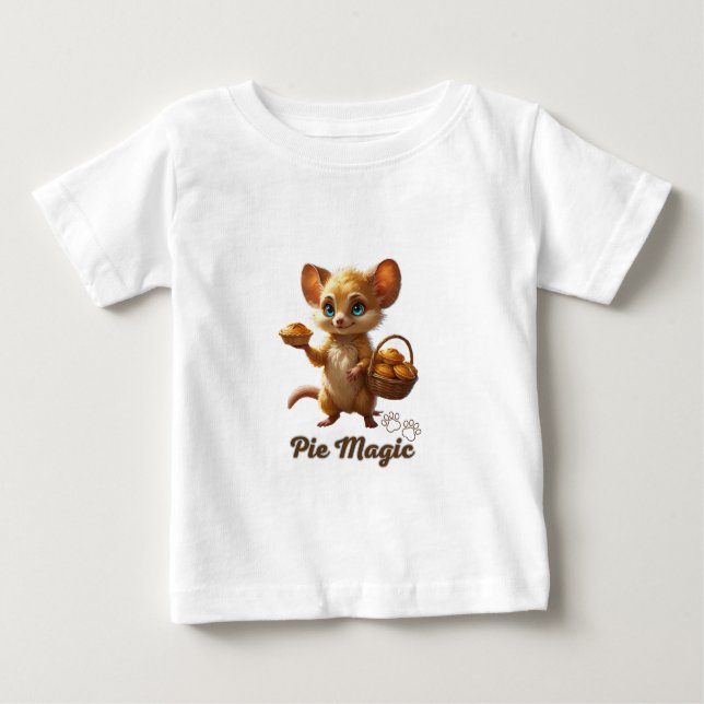 Cute Forest Mouse with Pies Baby T-shirt (Vorderseite)