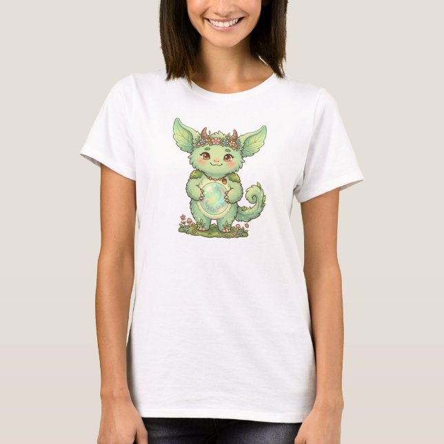 Cute Forest Sprite Fantasy Creature Illustration T-Shirt (Vorderseite)