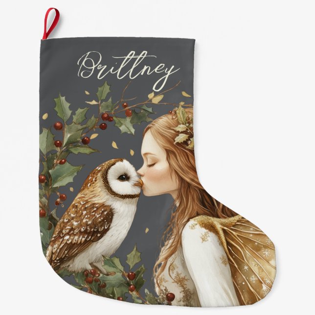 Cute Forestcore Christmas Fairy Großer Weihnachtsstrumpf (Vorderseite)