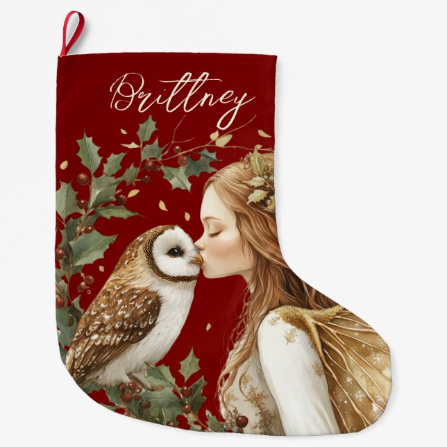 Cute Forestcore Christmas Fairy Großer Weihnachtsstrumpf (Vorderseite)