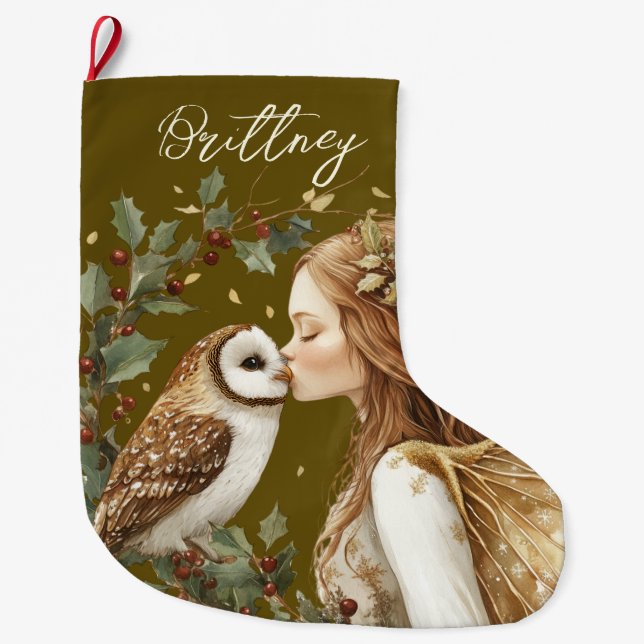 Cute Forestcore Christmas Fairy Großer Weihnachtsstrumpf (Vorderseite)