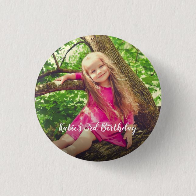 Cute Foto von Birthday Personalized Button (Vorderseite)
