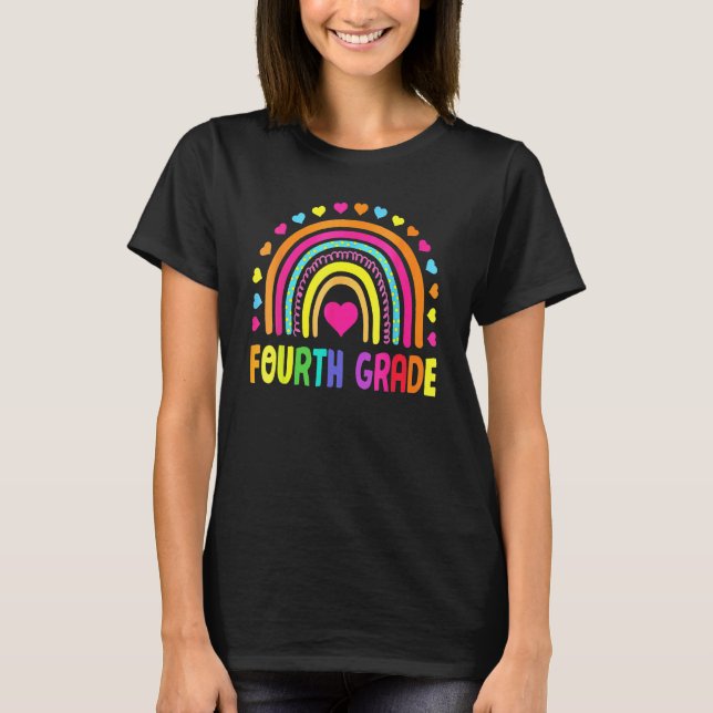 Cute Fourth Grade Rainbow Girls Kids Teacher Team  T-Shirt (Vorderseite)