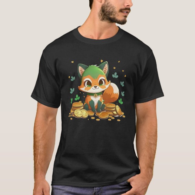 Cute Fox and Gold Coins St Patrick s Day Fox   1 T-Shirt (Vorderseite)