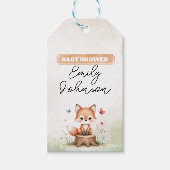 Cute fox baby shower  geschenkanhänger (Vorderseite)