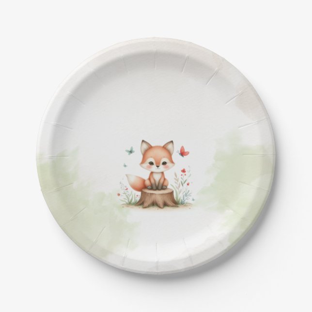 Cute fox baby shower  pappteller (Vorderseite)
