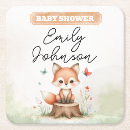 Cute fox baby shower  rechteckiger pappuntersetzer