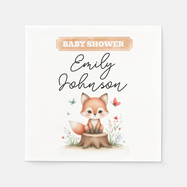 Cute fox baby shower  serviette (Vorderseite)