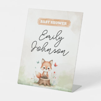 Cute fox baby shower sockelschild