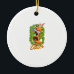 Cute Fox Bunny Ears Happy Easter Fox with Easter E Keramik Ornament<br><div class="desc">Cute Fox Bunny Ears Happy Easter Fox with Easter Eggs Kids T-Shirt</div>