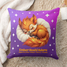 Cute Fox Cub Asleep in Starry Night Sky Natal Kissen