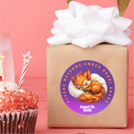 Cute Fox Cub Asleep in Starry Night Sky Runder Aufkleber