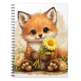 Cute Fox Flower Notebook – Kawaii Animal Notizblock