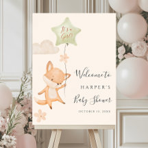 Cute Fox Flying Balloon Baby Shower Welcome