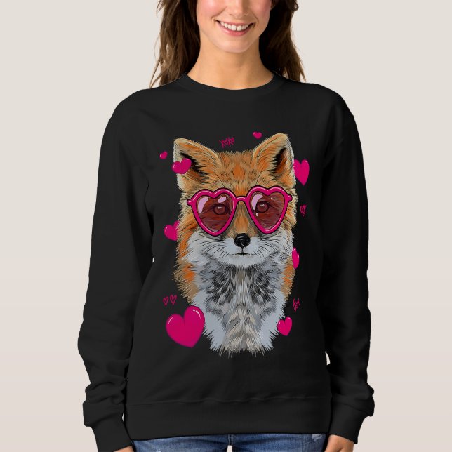Cute Fox   For Girls Heart Glasses Fox Valentine Sweatshirt (Vorderseite)