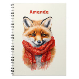 Cute Fox in a Red Scarf Autumn Image Notizblock