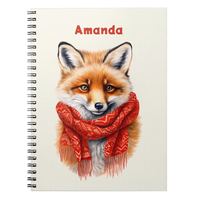 Cute Fox in a Red Scarf Autumn Image Notizblock (Vorderseite)