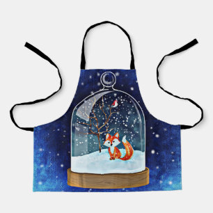 Cute fox inside a snow globe schürze