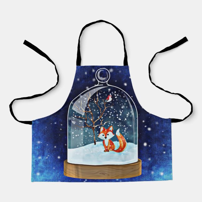 Cute fox inside a snow globe schürze (Vorderseite)