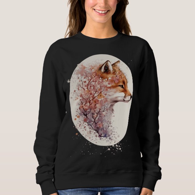 Cute Fox Japanese Cherry Blossom Sakura Sweatshirt (Vorderseite)