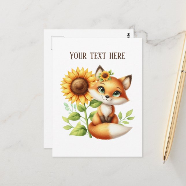 Cute fox lovers customizable  postkarte (Vorderseite/Rückseite Beispiel)