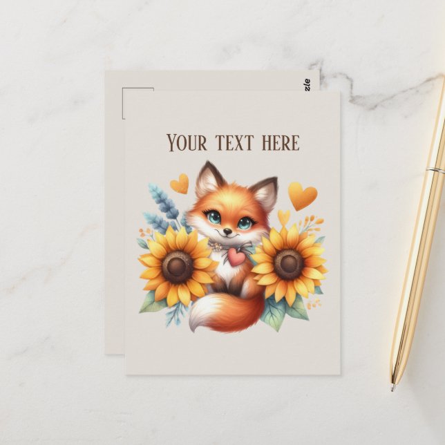 Cute fox lovers customizable postkarte (Vorderseite/Rückseite Beispiel)