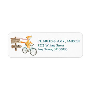 Cute Fox on Bicycle Return Address