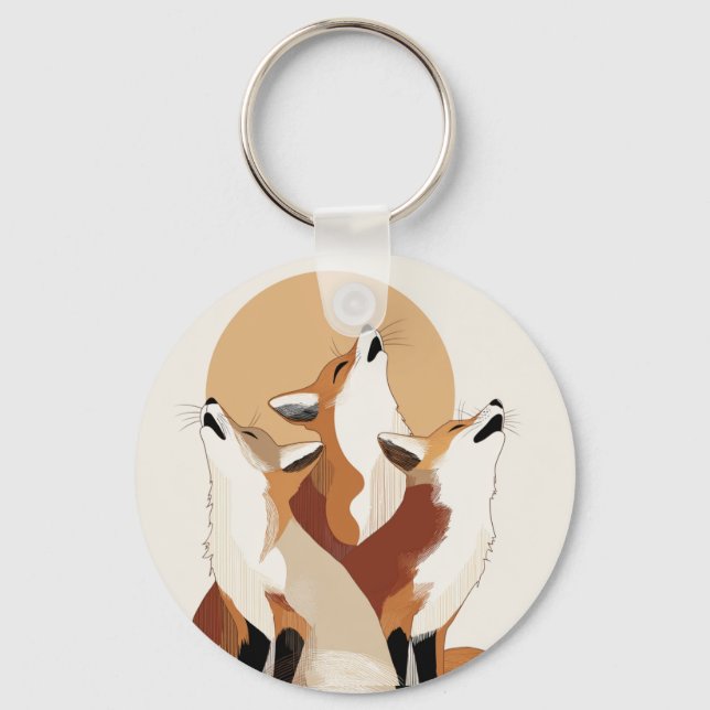 Cute Fox Pack Aesthetic Key Holder Schlüsselanhänger (Vorderseite)