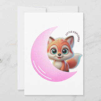 Cute Fox Pink Moon Card Einladung