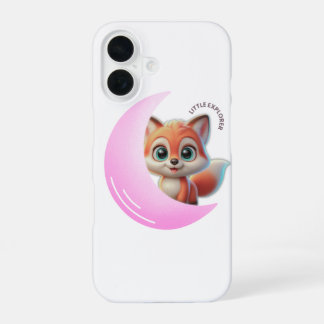 Cute Fox Pink Moon Case – Aesthetic Kawaii iPhone 16 Hülle