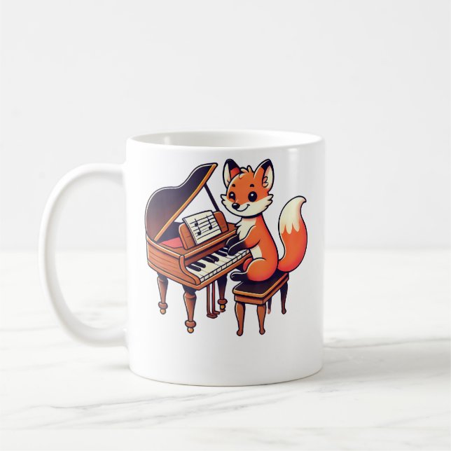 Cute Fox Playing Piano Foxes Musician Music Kaffeetasse (Links)