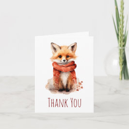 Cute Fox Pup in a Red Scarf Dankeskarte