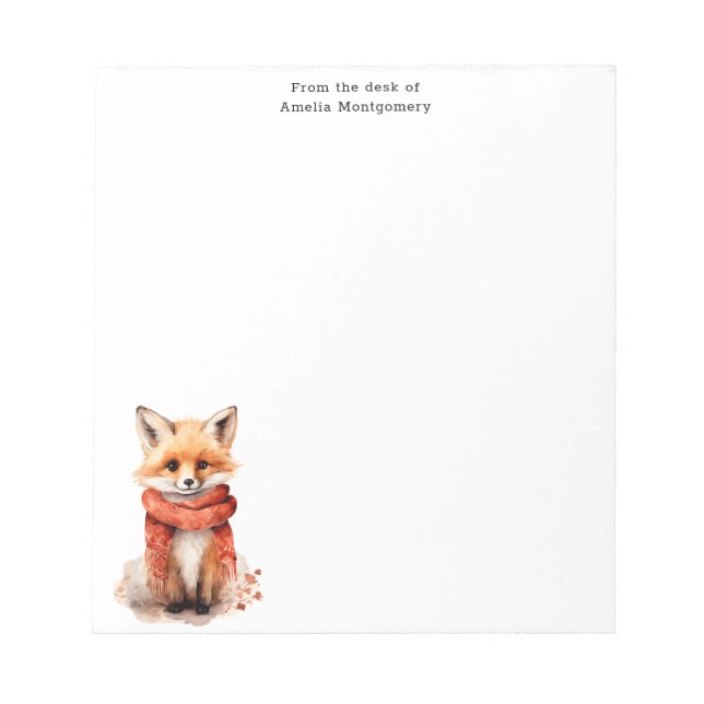 Cute Fox Pup in a Red Scarf Notizblock (Vorderseite)