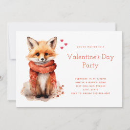 Cute Fox Pup in a Red Scarf Valentine's Day Einladung