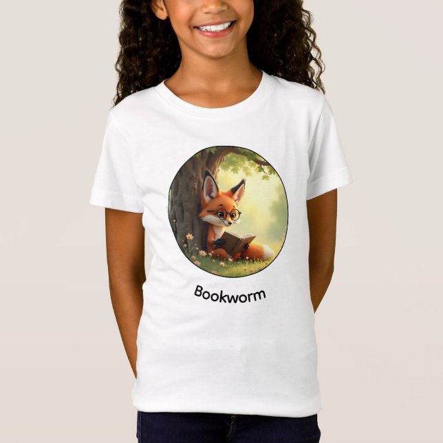 Cute fox reading a book, bookworm - custom  T-Shirt (Vorderseite)