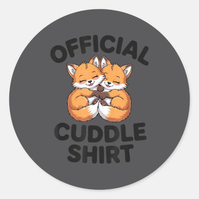 Cute Fox Snuggle Couple This Is My Cuddle  Runder Aufkleber (Vorderseite)