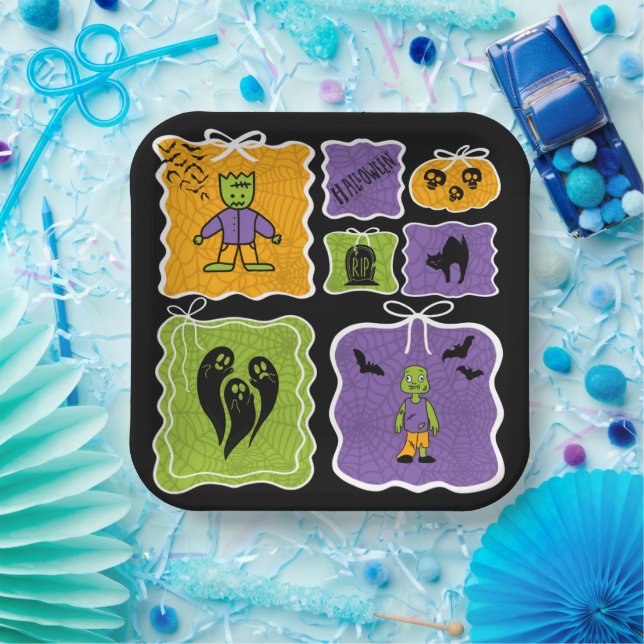 Cute Frankenstein Coquette Halloween  Pappteller (Party)